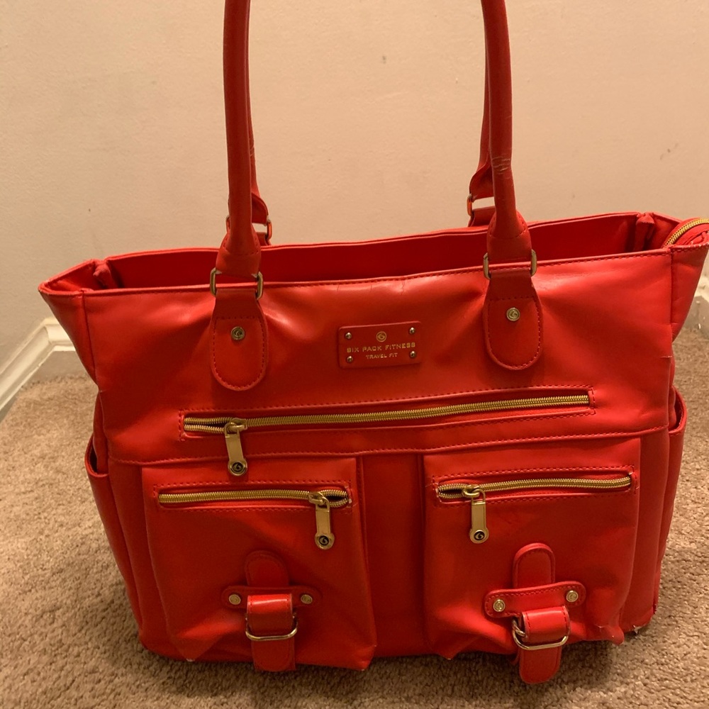 *SOLD* 6 PACK SIX PACK FITNESS RENEE LEATHER MERLOT TOTE